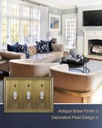 Switch Plates Outlet Covers, 2-Pack Antique Brass Metal Wall Plates - color: Antique Brass, size: 3 Toggle 2PK