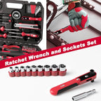 Prostormer 160-Piece Home Tool Set, Starter Tool Kit, Red - color: Red