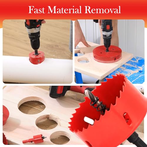 2-1/4 in. Bi-Metal Hole Saw Drill Bit - General Purpose Saw for Wood, Plywood, Cornhole, Ceiling, and Drywall - Includes Arbor & Pilot Bit - size: 2-1/4"(57mm)