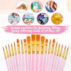 20 PCS Pink Paint Brushes, Nylon Hair Paint Brush Bulk for Acrylic Painting, Cruft Brushes Set for Watercolor Face Detail Painting - color: Pink