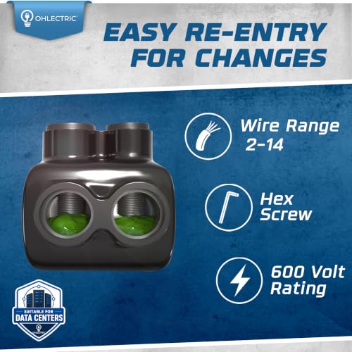 OHLECTRIC 2 Port Insulated Multi Tap Connector 2-14 AWG 4-Pack Lug