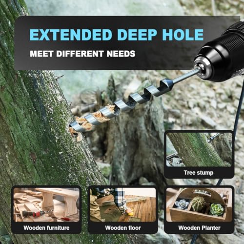 1-1/2" X 23.6" Auger Bit for Wood, 38x600mm Extra Long Auger Drill Bit - size: 1-1/2" (38mm)diameter, style: 23.6 inch / 600mm Length
