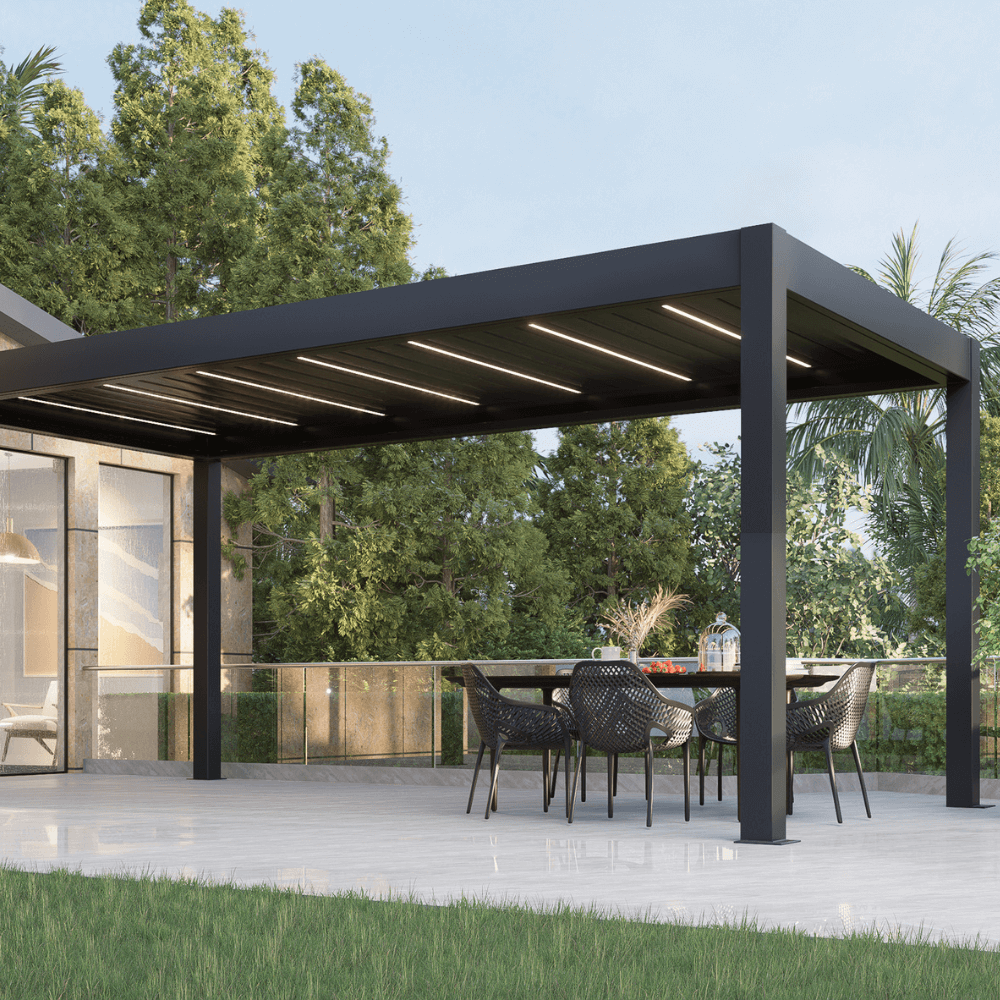Weatherproof Pergola - Motorized Louver w/ Lighting