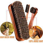 7 Pcs Horsehair Shine Shoes Brush Kit Polish Dauber Applicators Cleaning Leather Shoes Boots Care Brushes Suede Cleaner Brush with Microfiber Shoe Cloth(7 Pcs Style C) - style: 7 Pcs Style C