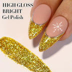 Double Rhythm 15ML Glitter Gel Polish Shimmer Reflective Holographic Color Magnetic for Nail Art Salon DIY at Home (Golden Chunky-B1126) - color: Hot Gold