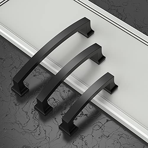 Asidrama 6 Pack 4 Inch(102mm) Hole Centers Kitchen Cabinet Handles, Matte Black Cabinet Pulls Kitchen Cabinet Hardware for Cupboard Drawer Pulls Dresser Handles - color: Matte Black, size: 4" Hole Center, style: 6 Pack