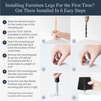 Airy Abode Premium Black Square Furniture Legs (Full Install Kit) - Pick Your Size and Color - color: Black, size: 8 Inches