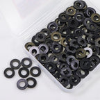 M6 Black Nylon Washers, 6mm ID, 12mm OD, 1.2mm Thickness, Plastic Flat Round Washers, 200 Pieces Nylon Washer Hardware Set - size: M6