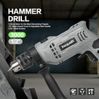 4.5Amp Corded Hammer Drill 3000 RPM Impact Drill with 5pcs Bits - style: Hammerdrill with 5pcs drill Bit