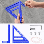 Large Carpenter Square 8.42" x7.67 Precision Woodworking Tools 15-90 Degree Versatile 3D Multi-Angle Square with Angle Pin for Woodworking,Engineering and Construction - color: Blue