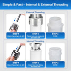 3 Pcs PVC Pipe Threader Kit – Integrated Internal & External Threading Tool