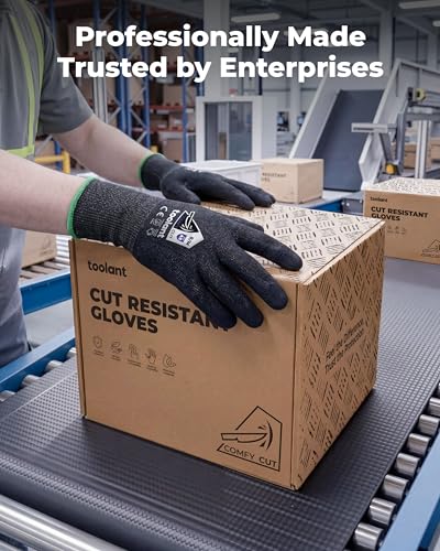 toolant ComfyCut A5 Cut Resistant Work Gloves, ANSI & EN388 Certified Protection with Second Skin Comfort, Fiberglass-Free, Touchscreen & Flexible Grip, for Woodworking, Warehouse, Assembly, Small - size: Small