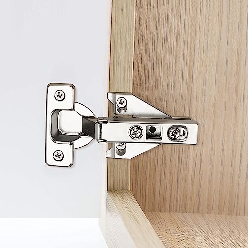 Probrico 8 Pairs（16 Pack） Kitchen Cabinet Hinges for Face Frame Cabinet, Concealed Cabinet Hinges Brushed Satin Nickel with Mounting Screws - size: 8 Pairs