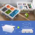 17QT Clear Plastic Craft Storage Box with Removable Tray & Lid - 2 packs - size: 2Pack-17QT