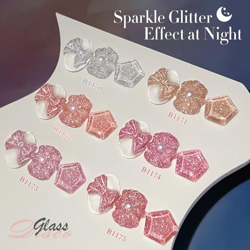 Double Rhythm 0.5Oz Glitter Gel Polish Shimmer Reflective Color for Nail Art Salon DIY Soak Off 15ml Nail Lamp Gel Polish at Home (Nude Pink-B1171) - color: Blossom Nude Pink