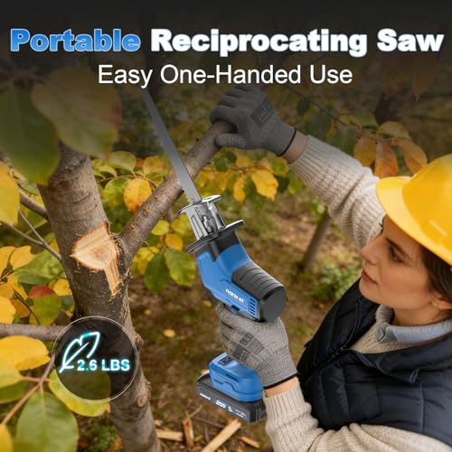 NANWEI Cordless Reciprocating Saw,Brushless Motor 3500RPM Variable Speed,Compatible with Makta 18V Batteries,Tool-Free Blade Change, LED Light,4 Blades For Wood/Metal/PVC Cutting (Battery Excluded)