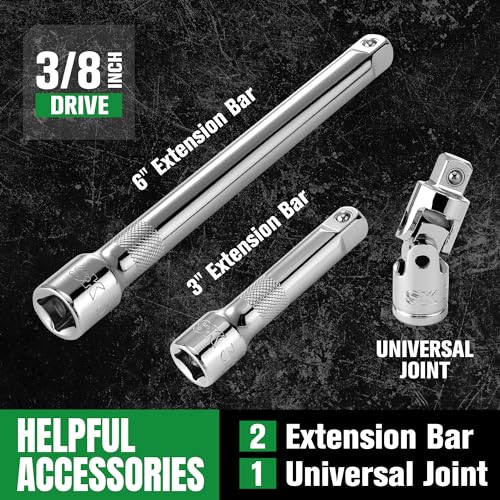 SK 3/8" Drive Socket Set with 216-P Ratchet, 41-Piece, SAE & Metric Sockets - size: 3/8" Drive