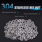 Swpeet 150Pcs Metric 304 Stainless Steel M3 Hex Nuts and M3 Flat Washers with Split Lock Washers Assortment Kit, Coarse Thread Hexagon Nut for Home Automotive Shop Use - size: M3 Hex Nuts & Washers