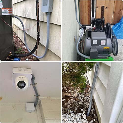 1 inch 25ft Liquid-Tight Conduit and Connector Kit,Flexible Non-Metallic Liquid Tight Electrical Conduit Kit with 5 Straight and 3 90-Degree Connector Fittings,1in. Dia - size: 1inch 25ft