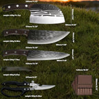 KOFERY Damascus Butcher Knife Set for Pit Master & Brisket Carving - color: Dark-Red