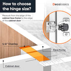 Decobasics 50 Pack Soft Close Cabinet Hinges – 5/8" Overlay for Kitchen Cabinet Doors, Face Frame Concealed Hidden Hinges – Stainless Steel, Self-Closing with 3-Way Adjustment & Slow Close Damper - size: 5/8 Inch