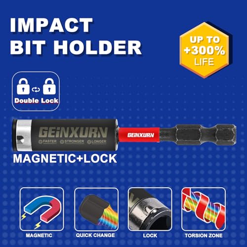 GEINXURN 22 Pieces Multi Hex Head Impact Tough Magnetic Allen Wrench Drill Bits Set, (Metric&SAE) 1 in./2 in. Mixed Hex Head S2 Steel Power Bits Set with Bit Extension Holder - size: SM-22
