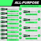 FTIHTRY 12-Piece Pick and Hook Tools Set, Pick Tool Set Car Auto Oil Seal/O-Ring Seal Gasket Pick Hooks Puller Remove, Long and Mini Pick Tool Set - style: 12-Piece