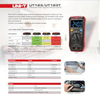 UNI-T UT123T Digital Multimeter Pocket-Sized, NCV Detection, Temperature, Continuity Test, CAT III 600V, Auto-Ranging, EBTN LCD for Home DIY Electrical Testing