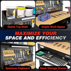 WORKPRO 45" Workbench with Pegboard, Power Outlet & LED Light - size: 48 inch