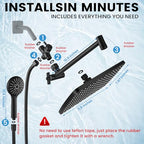 Shower Head with Handheld, High Pressure Black Rain Shower Head - color: A-Matte Black, style: Rectangular 12"