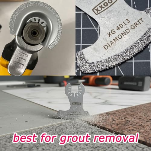 XXGO 4 Pcs Oscillating Multi Tool Diamond Grout Removal Blades XG4002D - size: 4 Pcs Multi Tool Grout Remover Blades