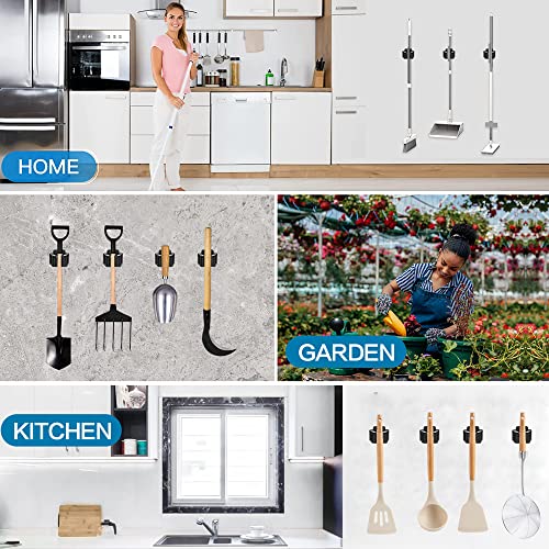 JAMEND CLXP 12PCS Broom and Mop Holder, Heavy Duty Garden Tool Organizer Rack Rake and Shovel Handle, Stainless Steel Mop Hanger. Wall Mounted Utility Rack with Screws, Silver. - color: Silver, size: 12