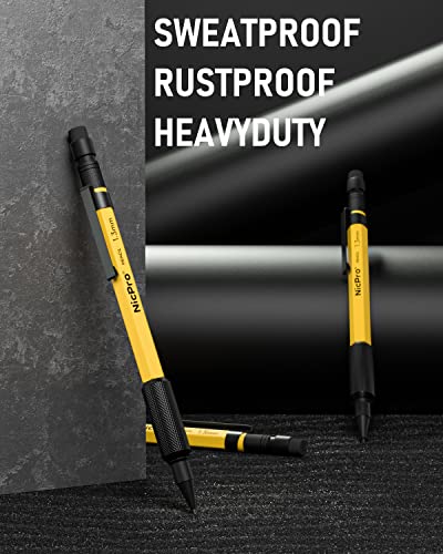 Nicpro 3 PCS 1.3 mm Mechanical Pencil Set with 48 Lead Refills, 3 Eraser - style: 3 Pack (Yellow)