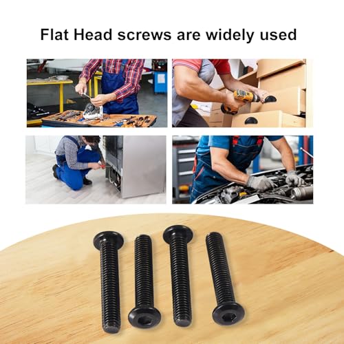 M8 x 70mm 8Pcs Flat Head Hex Socket Cap Screws, 304 Stainless Steel 18-8, Black Zinc Plated, Connection Furniture Bolts, Full Thread - size: M8 x 70mm(10PCS)