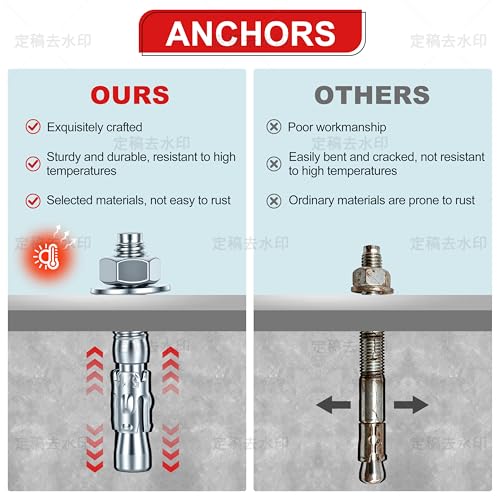 3/8 x 4 in Wedge Anchors 6 pcs Galvanized Concrete Anchors - size: 3/8 x 4In