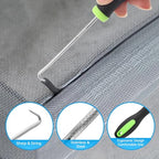 Window Screen Door Repair Kit,Include 59"×106" Black Screen Mesh+ 2 Steel/Nylon Roller+32Ft Spline+8 Clips+Hook+Non-Slip Gloves,7 in 1 Window Mesh Kit for Windows Doors Patio and Porch Replacement - size: 59"×106" Mesh+Tool