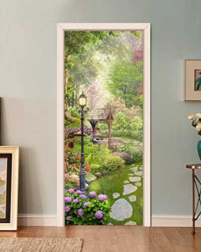 FLFK Door Decal Sticker - Scenic,Peel and Stick Mural,Combined Size 36"x80",Split into 2 Pieces - color: Mt4782, size: 36"x80"