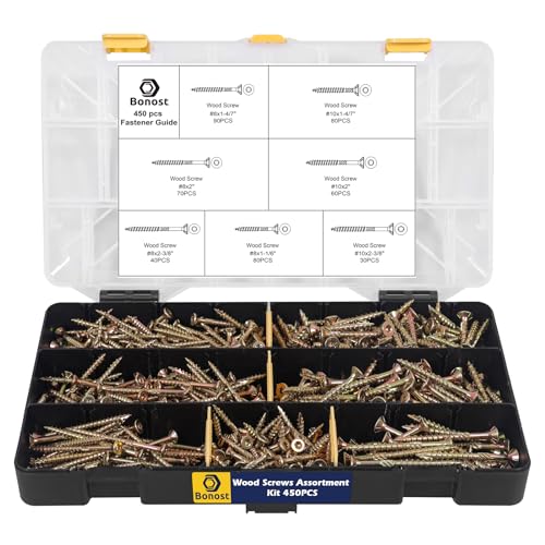 Wood Screws Assortment Kit with Assorted Torx Drive Deck Screws, 450pcs