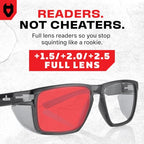NoCry ANSI Z87.1 Safety Glasses with Readers 1.5 with Anti Fog & Anti Scratch Coating — Full Lens Safety Reading Glasses for Men & Women — Protective Eyewear with Side Shields and 100% UV Protection - color: Black & Black