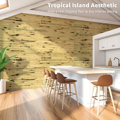 Art3d 48 x 96 in Pole Wrap Natural Bamboo Wall Panel, 1-Pack, Light Burned - color: Light Burned, size: 1-48 inches x 96 inches