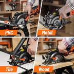 DOVAMAN Circular Saw, 5.8A 4-1/2" Circular Saw w/Laser & Auxiliary Handle - color: A-orange