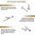 50 Pieces #14 x 3/4" 1" 1-1/4" 1-1/2" 2" Phillips Pan Head Self-Tapping Screws, Wood Screws Assortment Kit, 304 Stainless Steel - size: #14