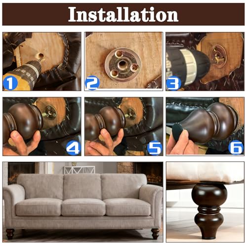 SHANJUE 3.5 Inch Wood Sofa Legs Replacement for Ottoman Cabinet, Set of 4 - size: 3.5 inch