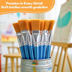 10 Pcs Flat Paint Brushes,1 Inch Craft Paint Brushes, Large Acrylic Paint Brush for Watercolor, Oil Painting, Acrylic,Big Paint Brush for Oil Paint and Body Painting Crafts, Rock Painting - color: 10 Pcs
