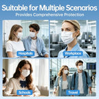 Disposable Face Masks 50Pcs, 3-Ply White Protection Masks, Breathable Mask For Adults Daily Use - color: White