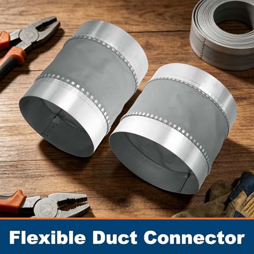 Flexible Duct Connector 3" Galvanized Steel Male Fit Silver 2Pcs - size: 3 Inch