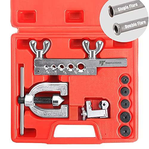 Thorstone 45 Degree Double Flaring Tool for Brake line & Copper Tubing, Red - size: 5 Sizes (3/16"-1/2")