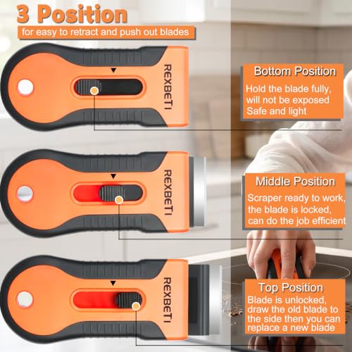 REXBETI Razor Blade Scraper Tool, 8 Pack Windows, Glass Stovetop Scraper - style: Original 8 Pack