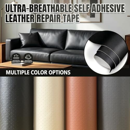 Qextce Perforated Leather Repair Patch Tape, Grey, 17x100 Inch - color: Grey, size: 17x100 inch