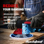 BUCKTOOL 6-Inch Variable Speed Random Orbital Sander, 3A Brushless Motor